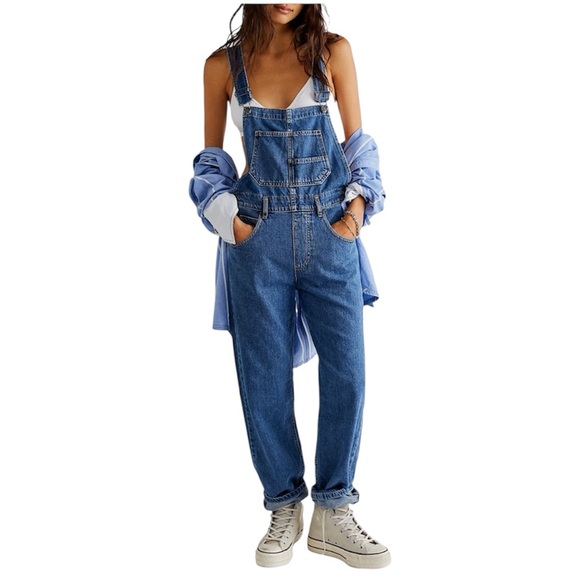 Free PeopleWomen's Ziggy Denim Overalls in Inky Indigo Size